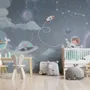 Soft Shining Planets and Astronaut for Boys Space Wallpaper Mural
