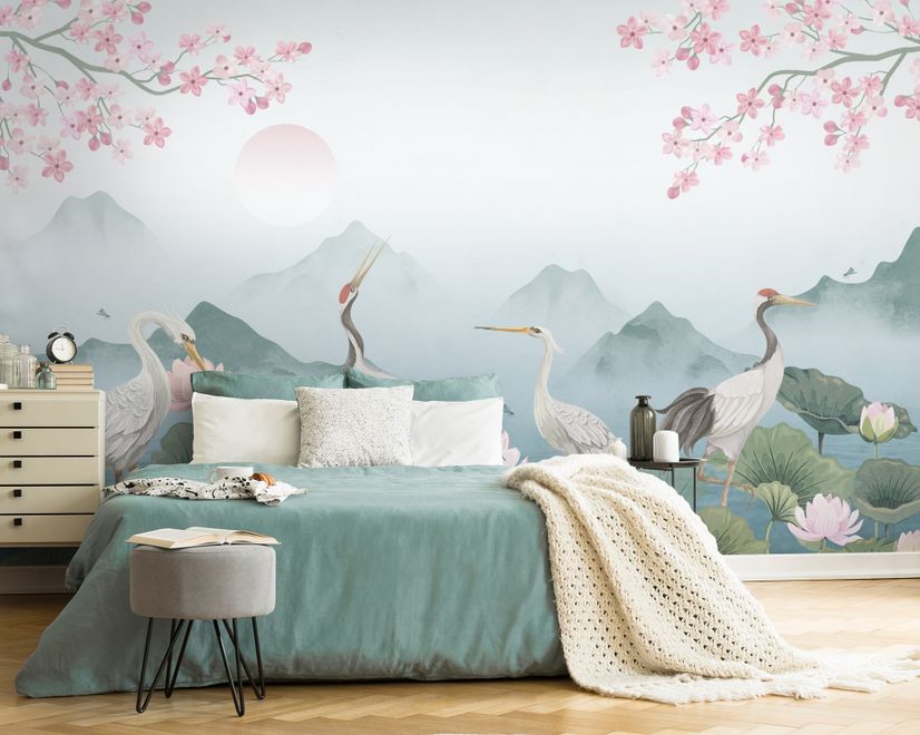 Watercolor Drawing Lotus Floral Art Wallpaper Mural