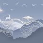 Watercolor Abstract Lines and Horned Deer Wallpaper Mural