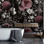 Dark Floral with Pink Chrysanthemum Wallpaper Mural