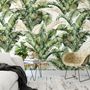 Watercolor Tropical Banana Leaf with Faux Gold Details Wallpaper Mural