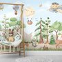 Kids Forest Animals with Flying Animals Wallpaper Mural