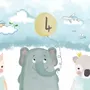 Niedliche Cartoon-Tiere mit einem Ballon Fototapete