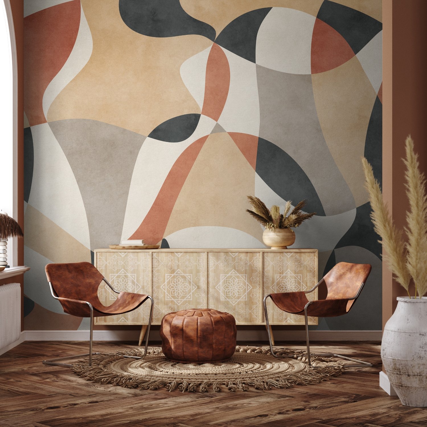 Boho Geometrische Abstrakte Kunst Fototapete - Selbstklebende