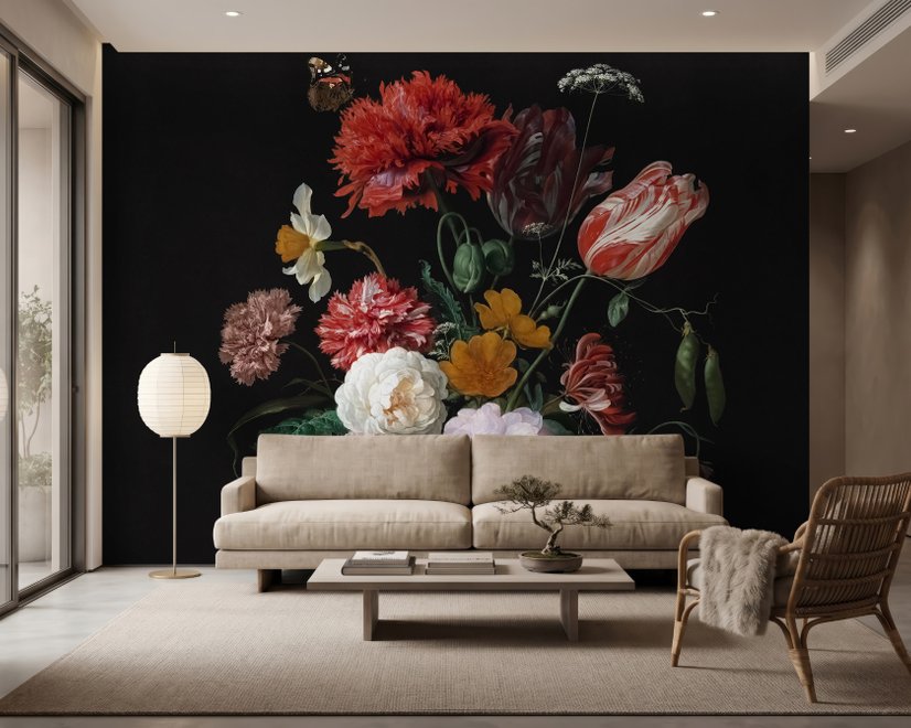 Dutch Florals Still Life Flowers in Vase Wallpaper Mural