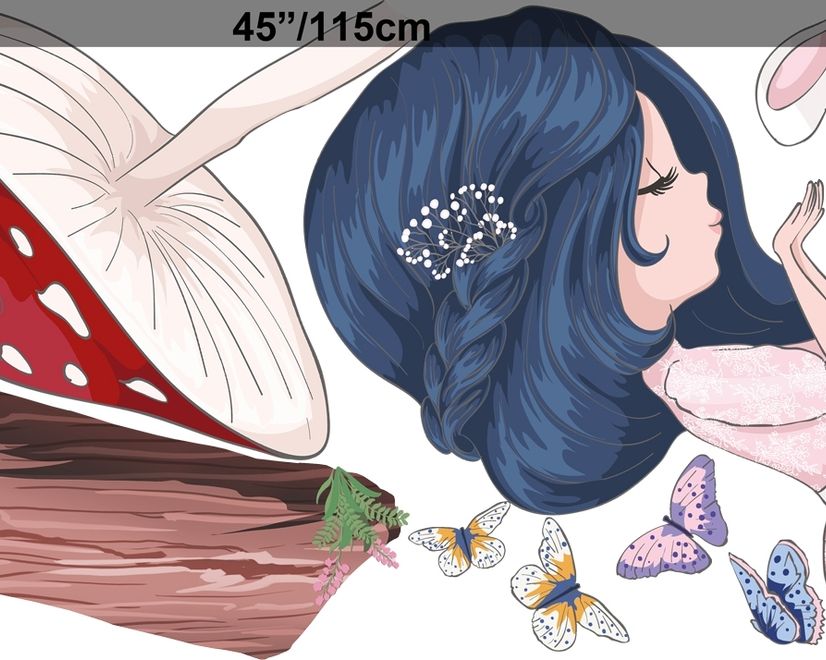 Petite fille mignonne dans la forêt avec papillon coloré Stickers muraux