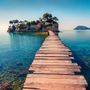 Realistic Sea Landscape with Wood Bridge Wallpaper Mural