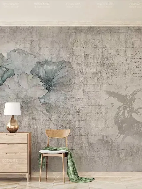 Nostalgic Lotus Flowers Wallpaper Mural