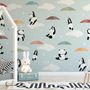 Kids Pandas With Colorful Umbrella Wallpaper Mural