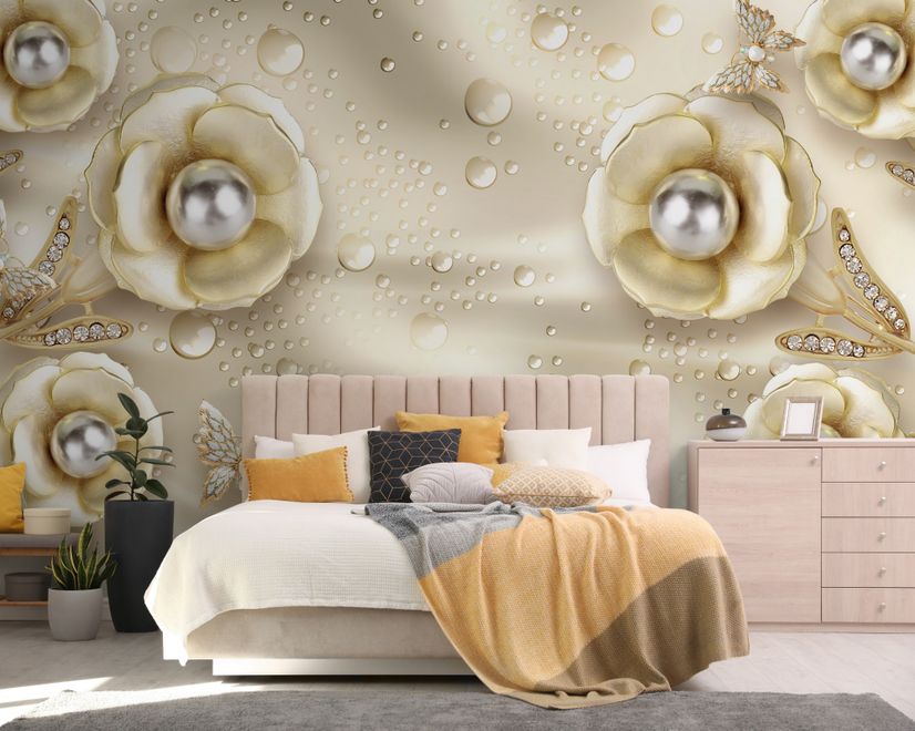 Pearl Anemone Floral Wallpaper Mural