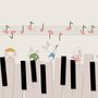 Cartoon Piano with Rabbits Wallpaper Mural