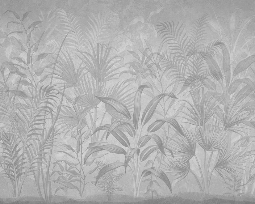 Monochrome Tropical Botanical Wallpaper Mural
