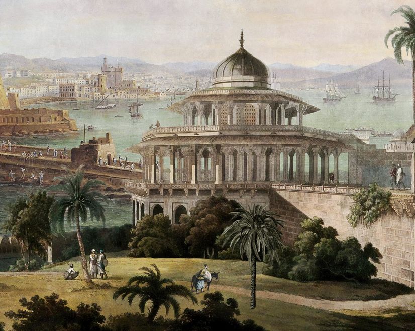 Old City Landscape with Castle Historical Wallpaper Mural