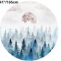 Stickers muraux cercle forêt brumeuse avec lune montante