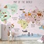 Carte  éducatif en Anglais - Papier peint carte du monde éducative avec animaux pour enfants et bébé