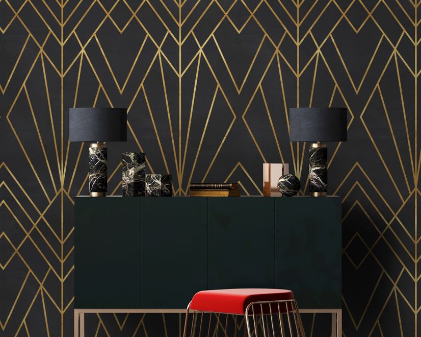 Luxury Geometric Lines  Art Deco Wallpaper Mural