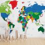 Kids Colorful Political World Map Wallpaper Mural