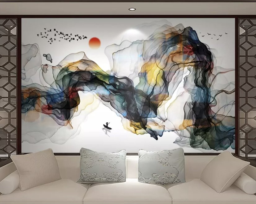 Watercolor Colorful Abstract Smoke Wallpaper Mural