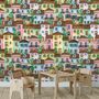 Kids Watercolor Medieval House with Plants Wallpaper Mural