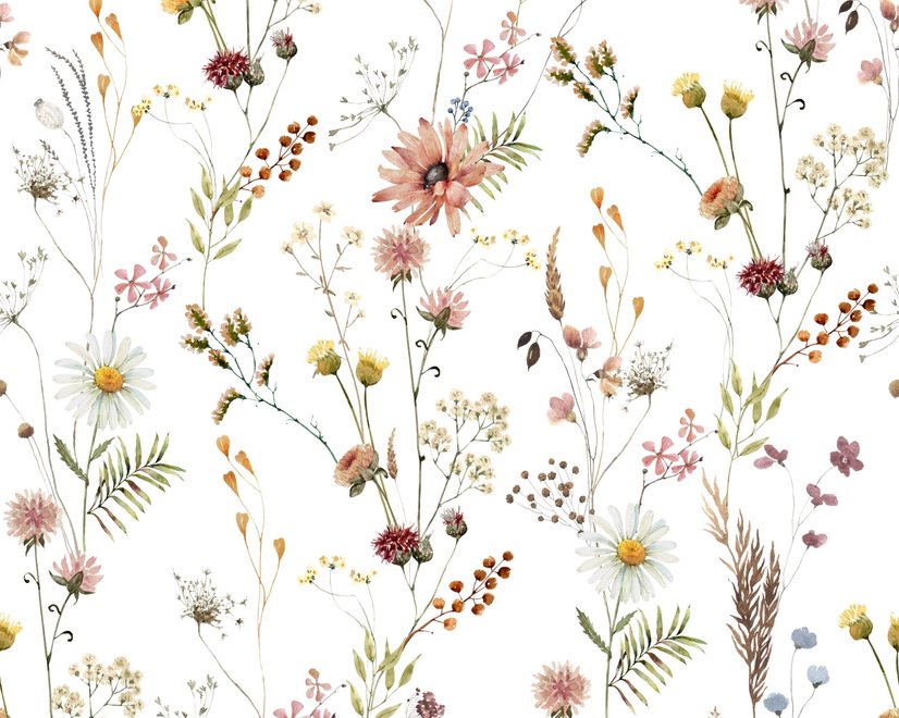 Aquarell Sanfte Wildblumen Fototapete