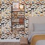 Zoomie kids wallpaper with painted dog breeds in tan, brown, black and grey on white