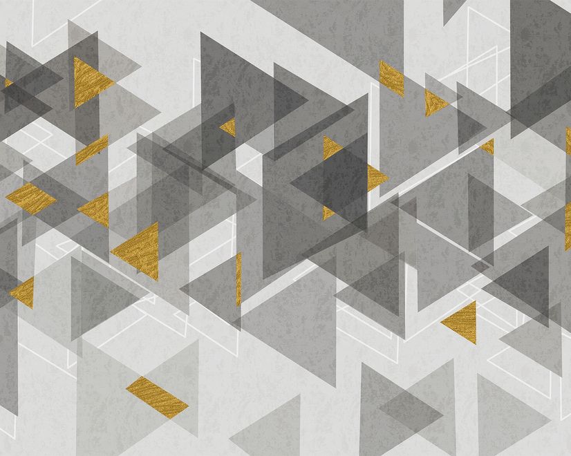 Watercolor Yellow Gray Triangle Geometric Wallpaper Mural