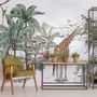 Papier peint animaux tropicaux avec montagne pour enfants
