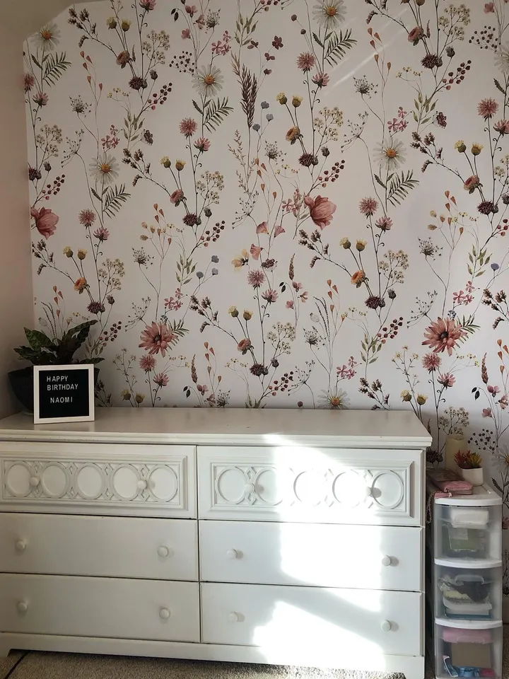 Watercolor Soft Wild Flowers Wallpaper Mural