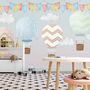 Kids Colorful Hot Air Balloon with Watercolor Flags Wallpaper Mural