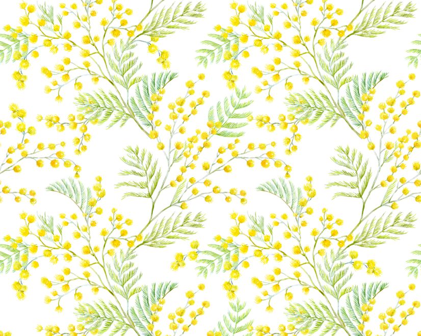 Yellow Herbs Floral Wallpaper Mural