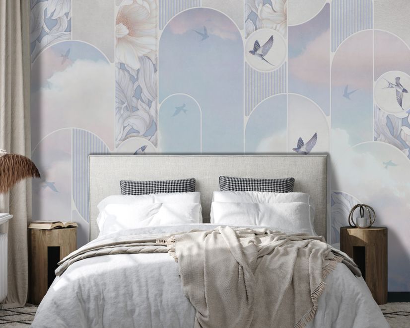 Dreamy Floral and Birds Wallpaper Mural
