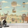 Papier peint animaux tribaux de la forêt dans le désert pour enfants