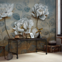 Vintage Oil Painting Peony Floral Wallpaper Mural