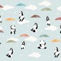 Kids Pandas With Colorful Umbrella Wallpaper Mural