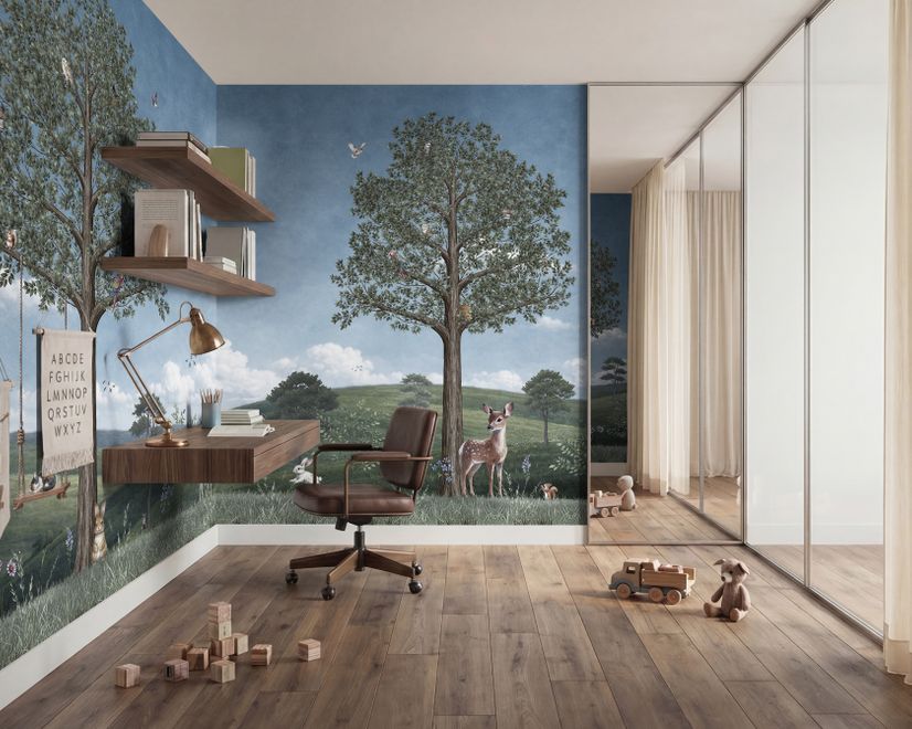 Kids Forest Animals Landscape Wallpaper Mural