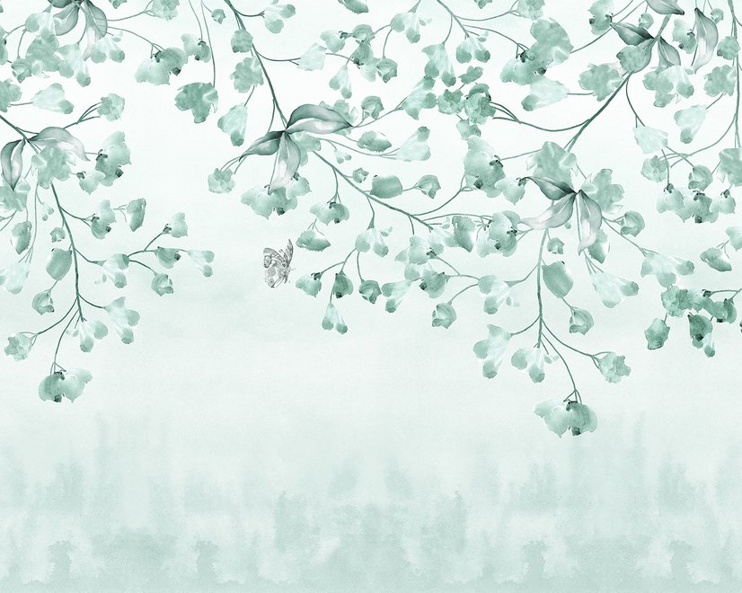Fototapete Weiche Grüne Blüten