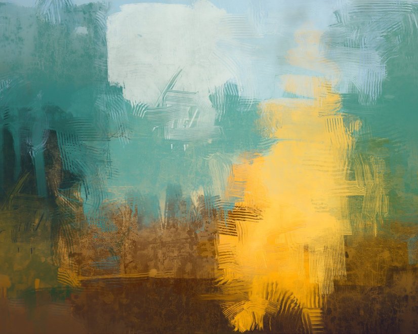 Watercolor Style Green Yellow Abstract Painting Wallpaper Mural