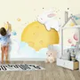Baby Cartoon Rabbit and Yellow Moon Wallpaper Mural