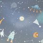 Kids Cartoon Space with Colorful Planets and Little Stars Wallpaper Mural