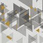 Papier peint géométrique aquarelle triangle jaune gris