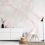 Papier peint panoramique abstrait en pierre de marbre rose