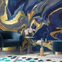Liquid Abstract Marble Art Blue Gradient Wallpaper Mural