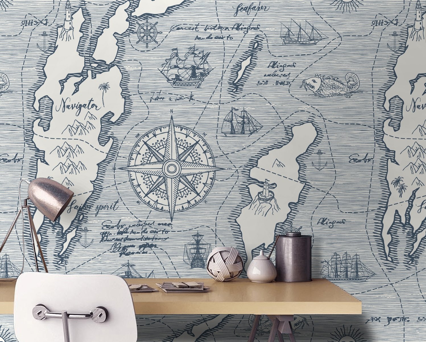 Travel Map Wallpaper Mural - Peel and Stick