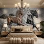 3D Embossed Look Horses Wallpaper Mural