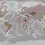 Papier peint panoramique de la carte du monde aux couleurs douces