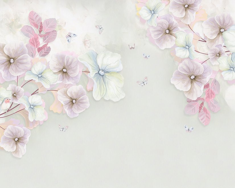 Aquarell Sanfte Blumen Fototapete