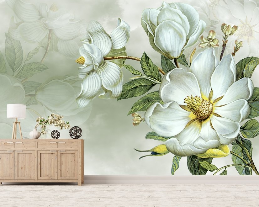 Nostalgische Magnolien-Fototapete