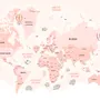 Kids Girls Cartoon Pink World Map Wallpaper Mural