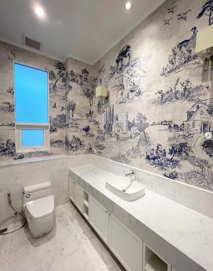 Vintage Monochrome Jouy Style Landscape Wallpaper Mural