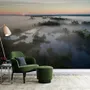 Foggy Rive Forest Landscape Wallpaper Mural